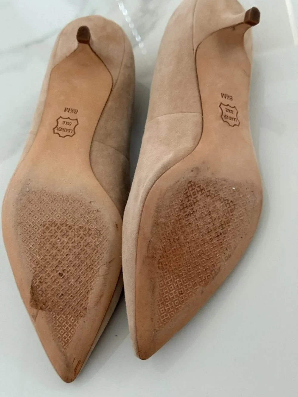 Tory Burch Elizabeth T LOGO Pointed Toe Heel Pump Blush Pink Suede - 8.5M
